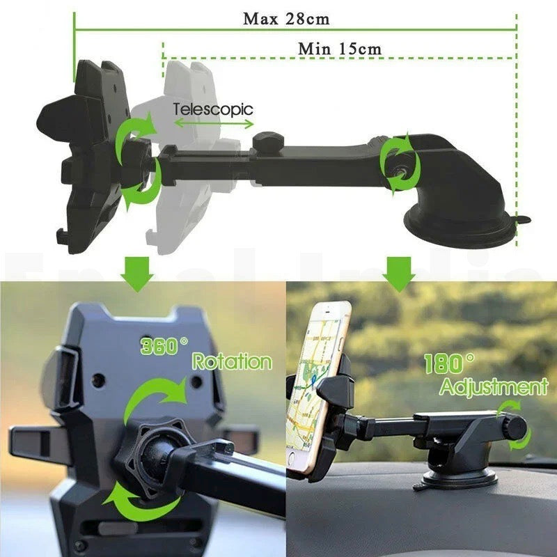 Epaal Long Neck Strong Washable Suction Cup Mobile Holder for Dashboard, WindShield