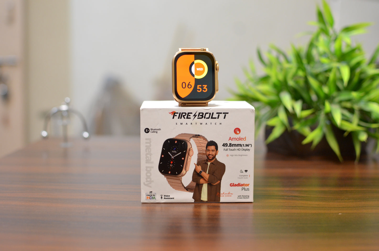 Fire-Boltt Gladiator + 1.96” AMOLED Display Luxury Smartwatch, Rotating Crown, 115+ Sports Modes & Bluetooth Calling, AI Voice Assistant, Gaming