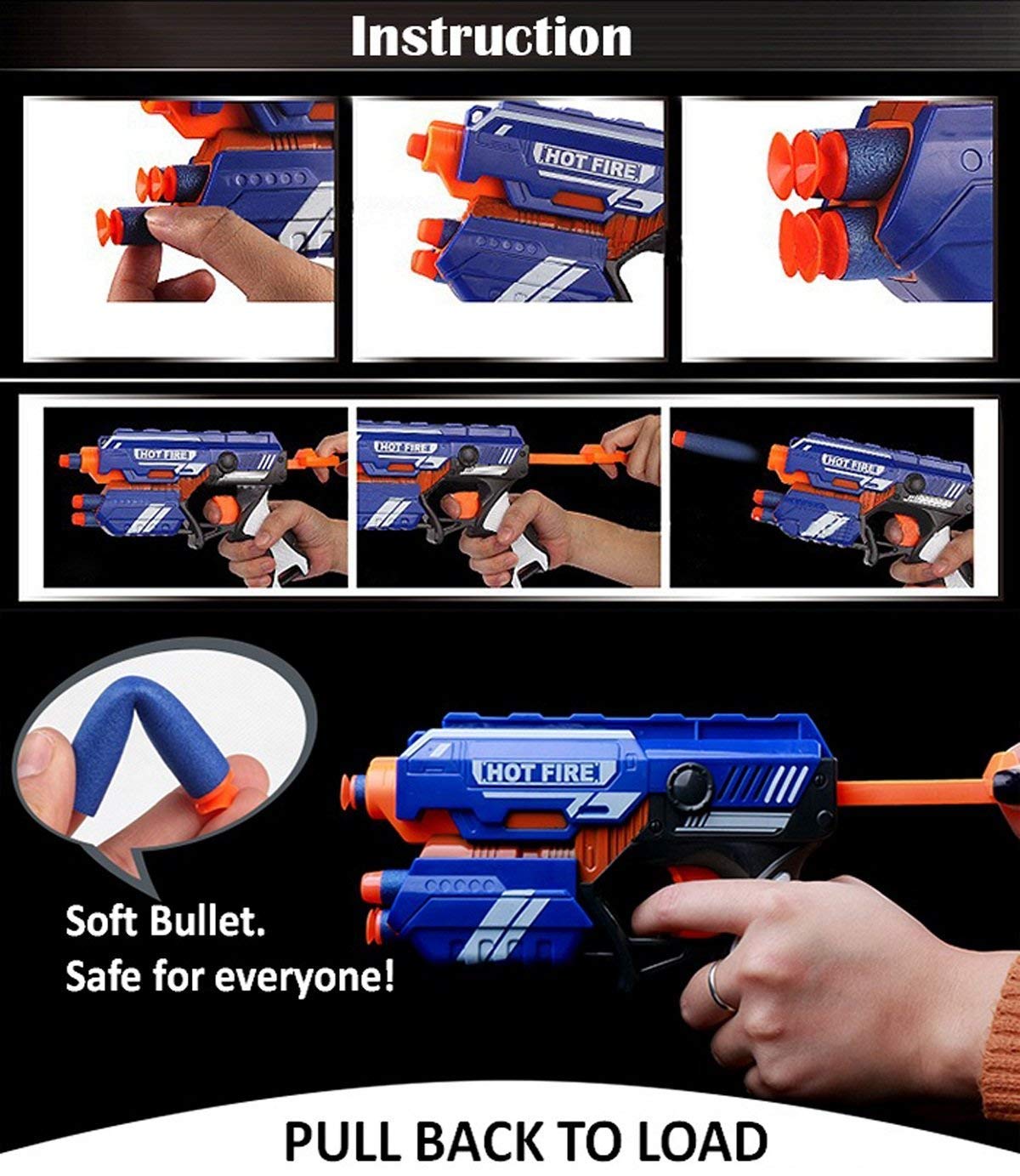 Blaze Storm Hot Fire Soft Bullet Toy Gun With 10 Safe Soft Foam Bullets