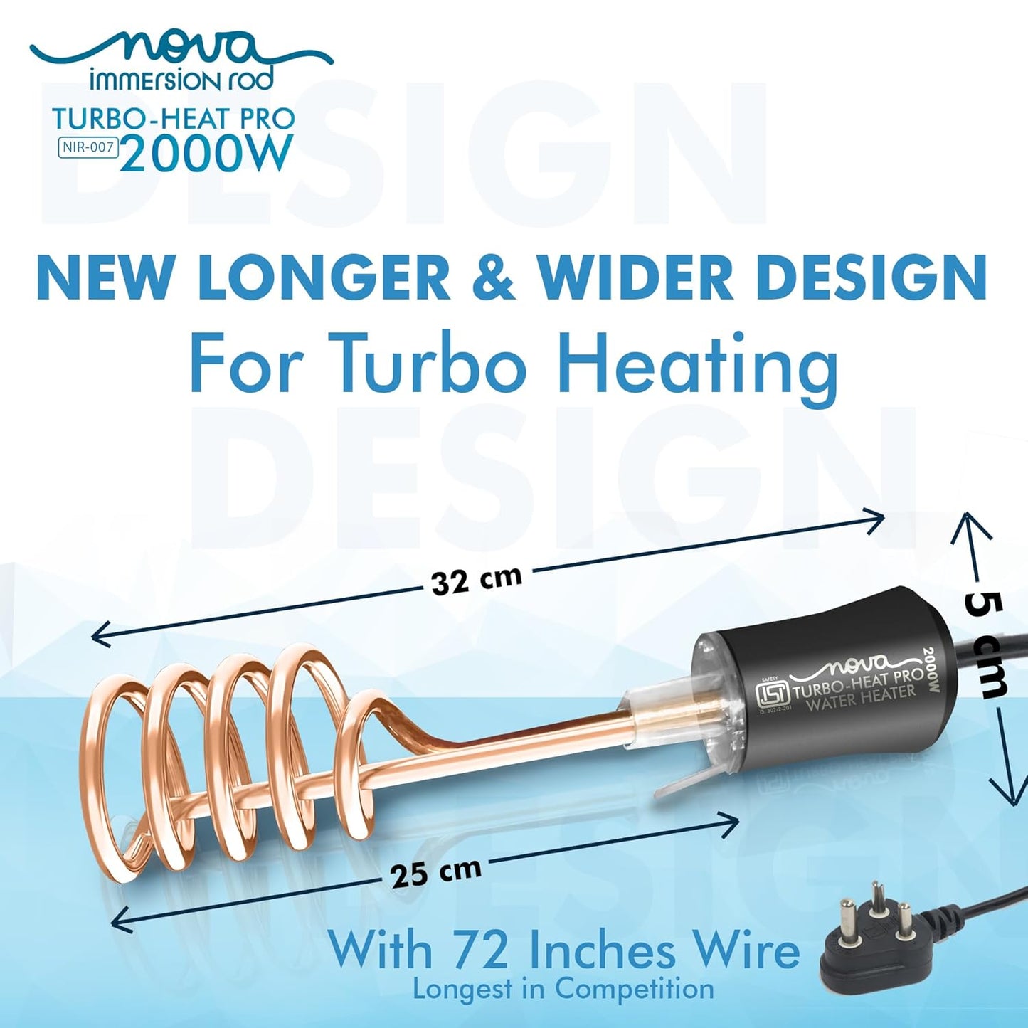 NOVA LINT REMOVER Water Heater 2000W Shock Proof Immersion Rod