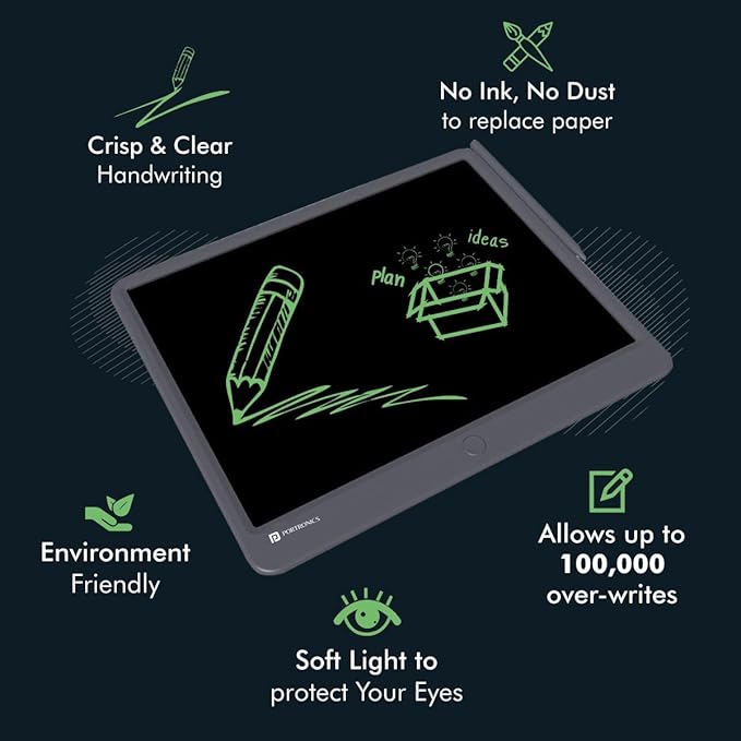 Portronics Ruffpad 15 Re-Writable LCD Screen 38.1cm (15-inch) Writing Pad for Drawing, Playing, Handwriting Gifts for Kids & Adults