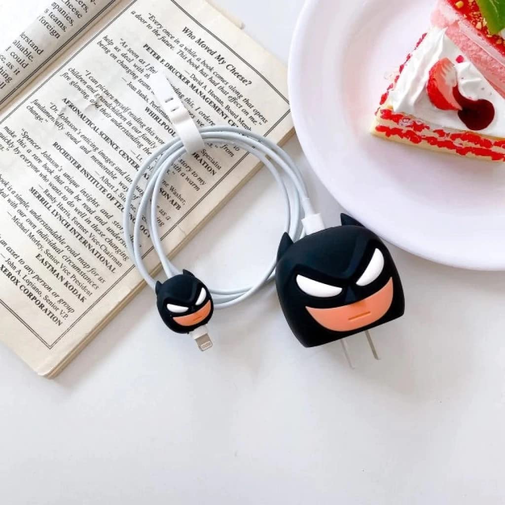 Epaal 4 pcs Cartoon 3D Design Protective Case for 18W 20W iPhone 15 14 13 12 11 Pro Max Fast Charging Cable Adapter Charger with Lightning Data Cable Case for iPhone Charger