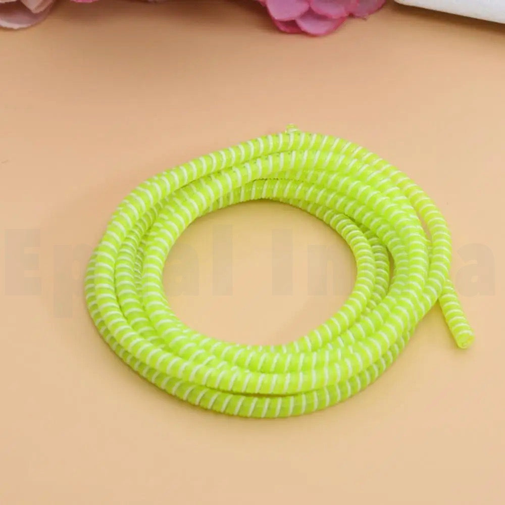 Spiral Triple Color (2 Pcs) 1.6 Meters Each-Full Size Cable Cord Charger Protector Saver Winder for iPhone & Android Charging Cables