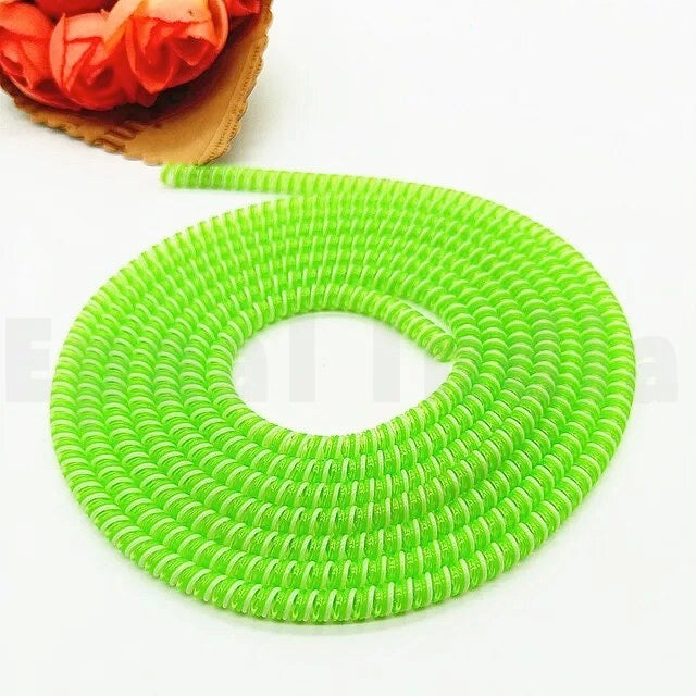 Spiral Triple Color (2 Pcs) 1.6 Meters Each-Full Size Cable Cord Charger Protector Saver Winder for iPhone & Android Charging Cables