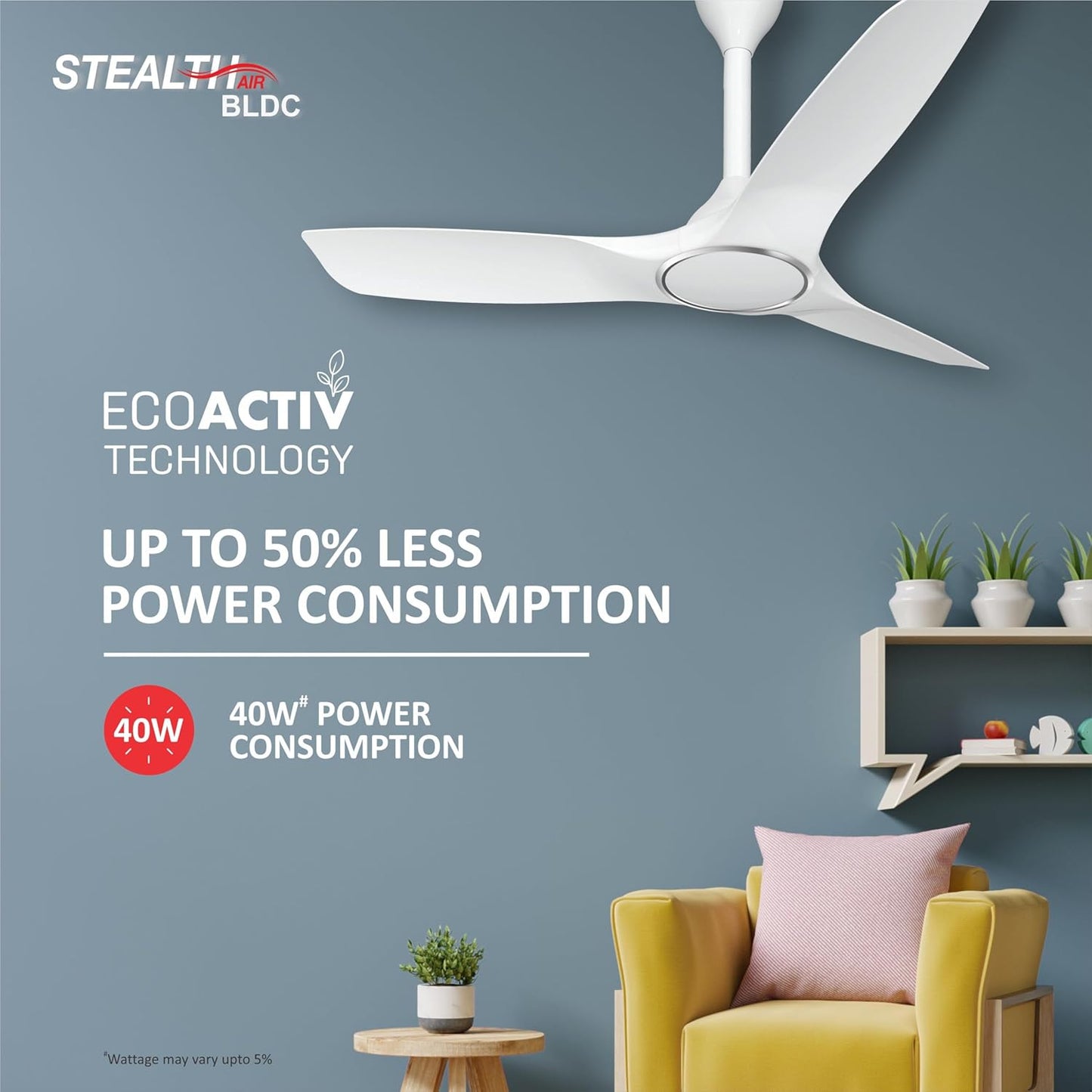 Havells 1200mm Stealth Air BLDC Motor Ceiling Fan - Remote Controlled -| 5 Star Rated