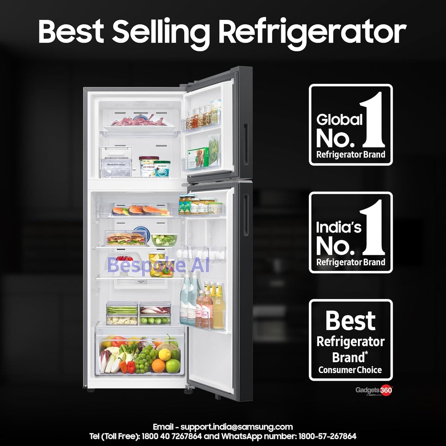 Samsung 330 L, 3 Star, Convertible 5-in-1, Bespoke AI Refrigerator