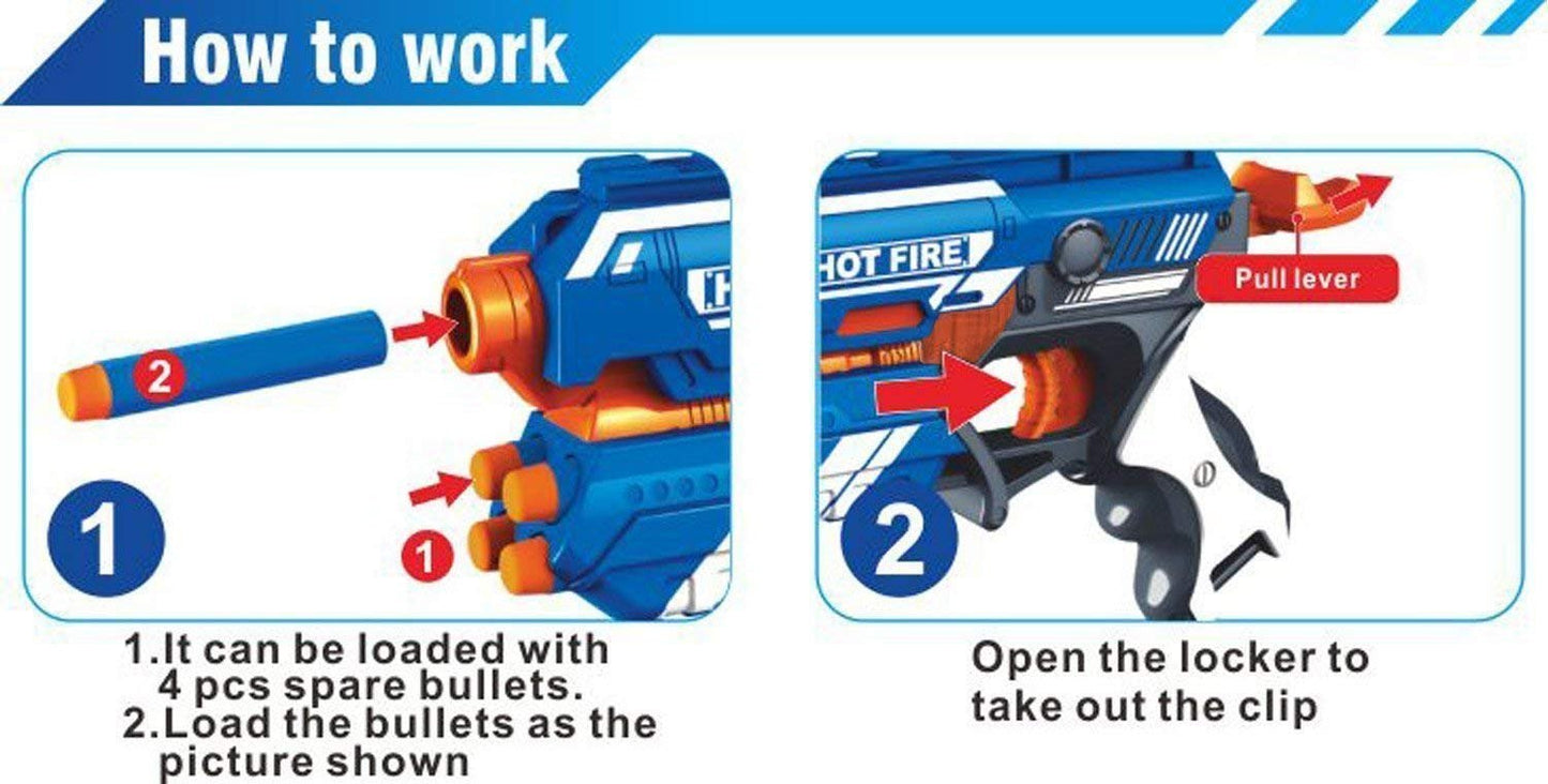 Blaze Storm Hot Fire Soft Bullet Toy Gun With 10 Safe Soft Foam Bullets