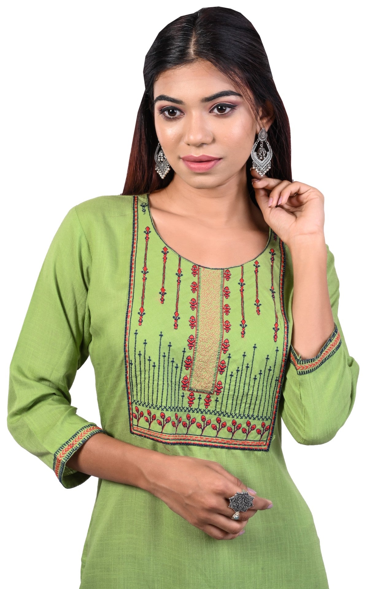 J'TTON Rayon Embroidered Straight Kurti (Pari)
