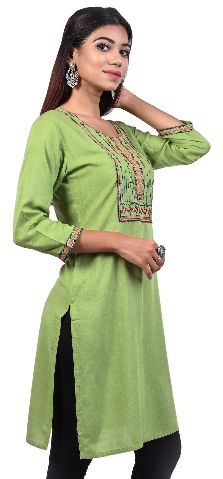 J'TTON Rayon Embroidered Straight Kurti (Pari)