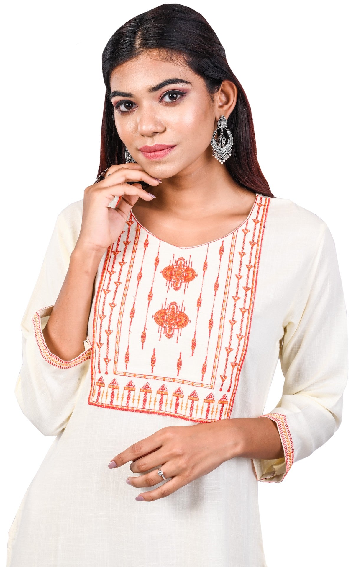 J'TTON Rayon Embroidered Straight Kurti (Pari)