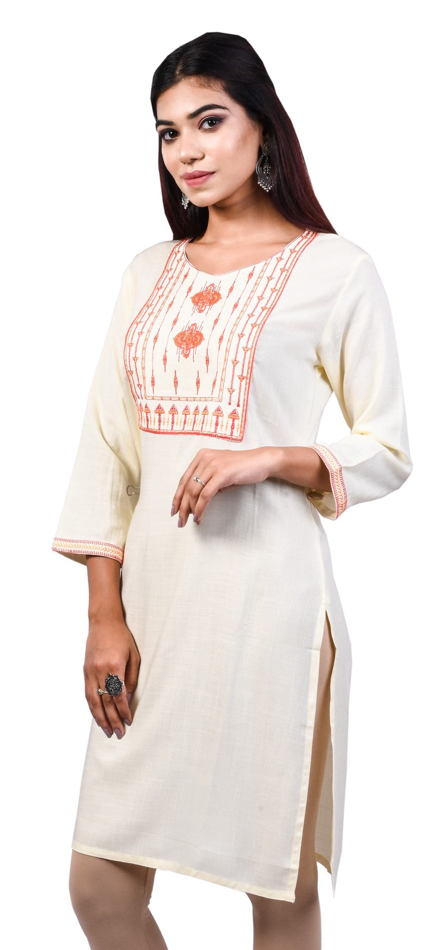 J'TTON Rayon Embroidered Straight Kurti (Pari)