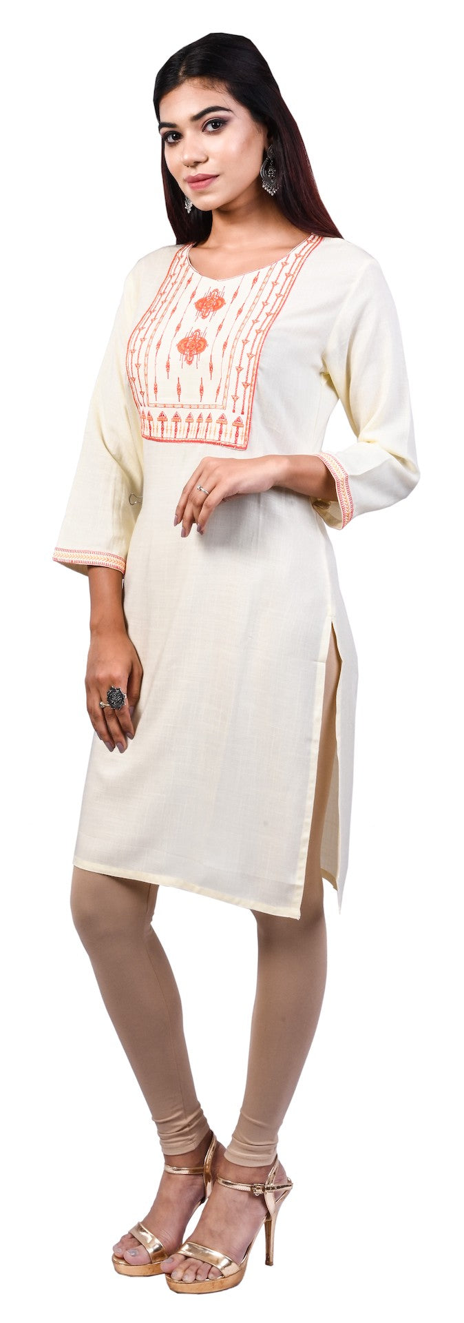 J'TTON Rayon Embroidered Straight Kurti (Pari)