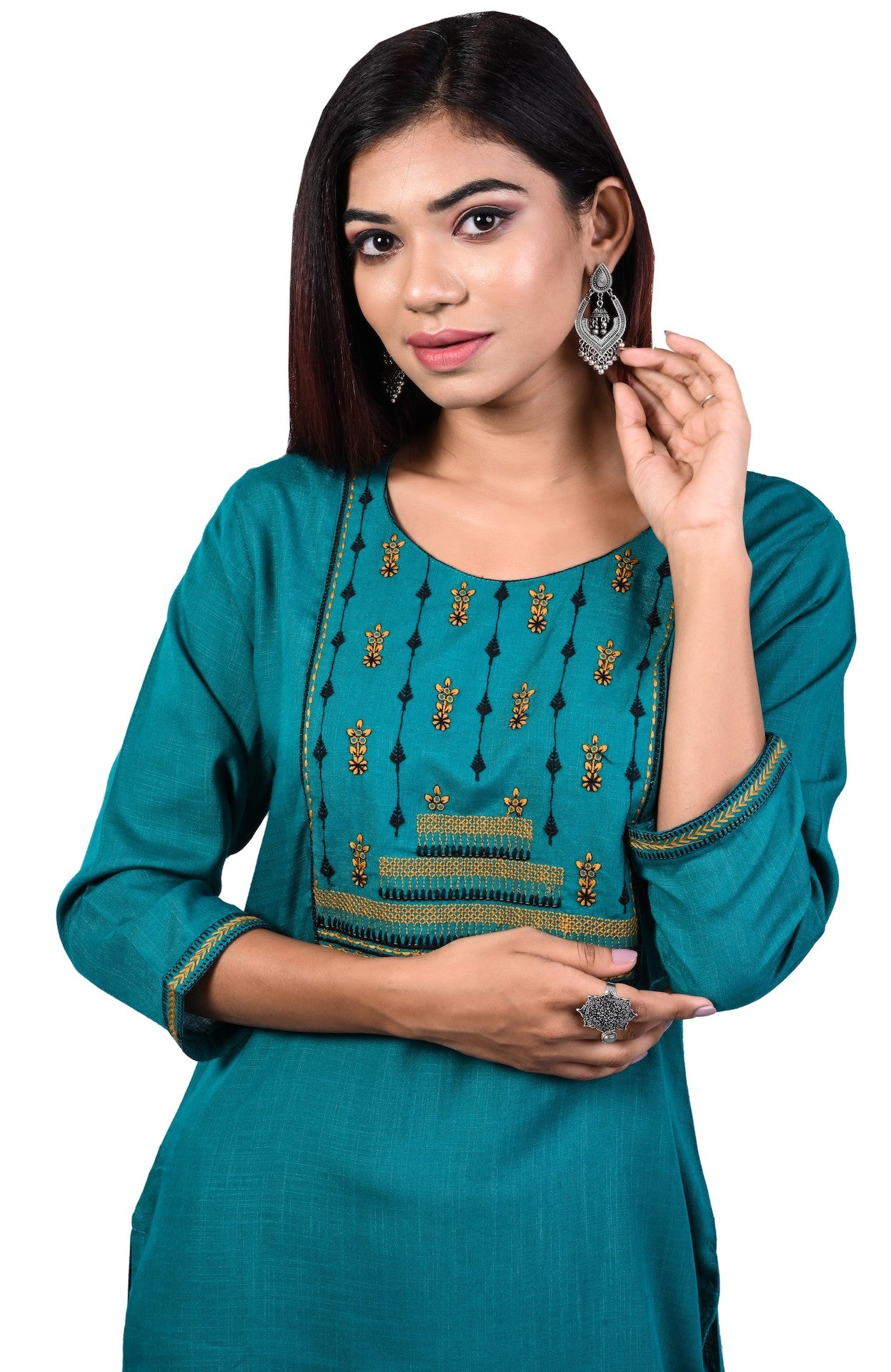 J'TTON Rayon Embroidered Straight Kurti (Pari)