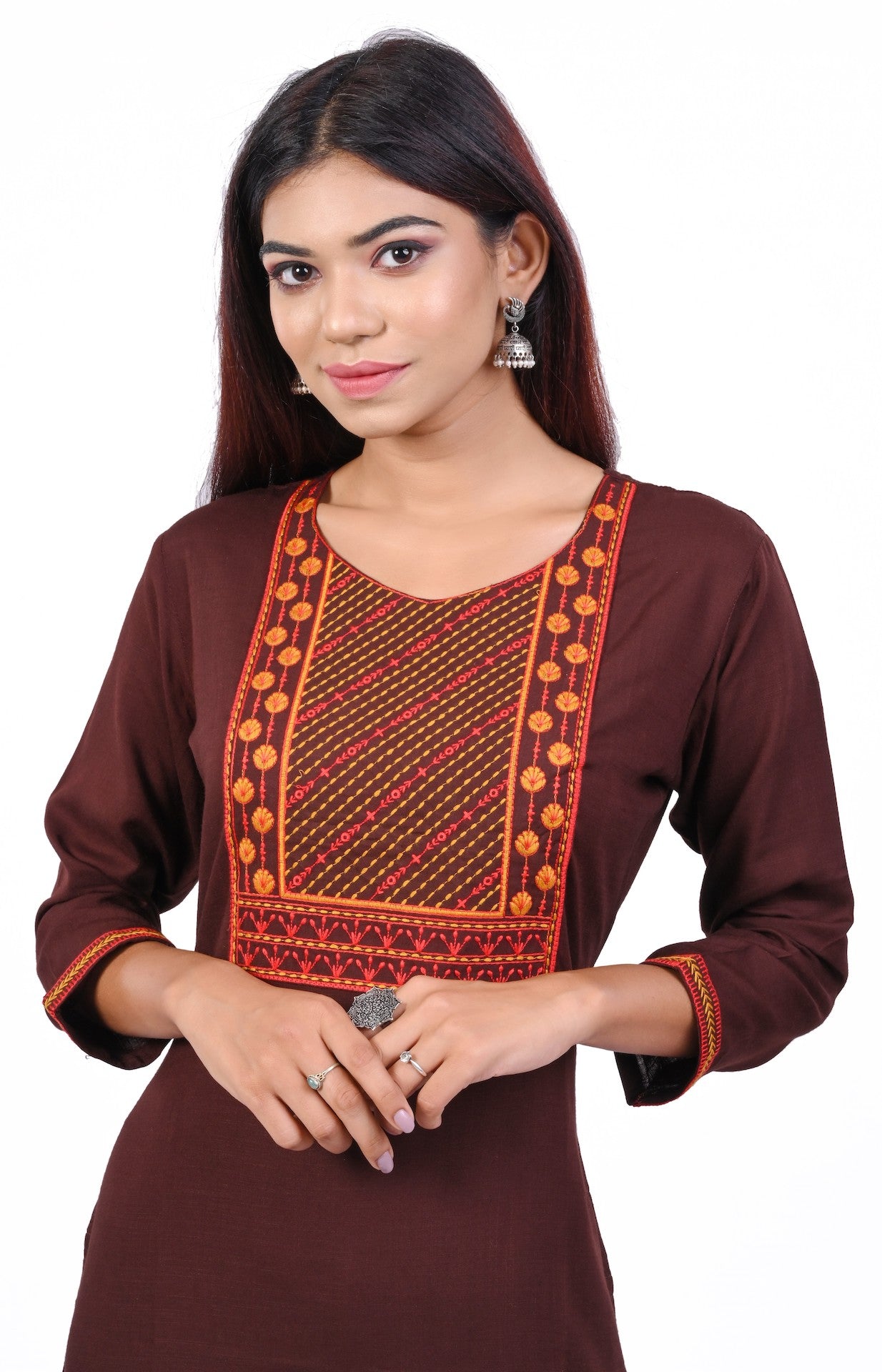 J'TTON Rayon Embroidered Straight Kurti (Pari)