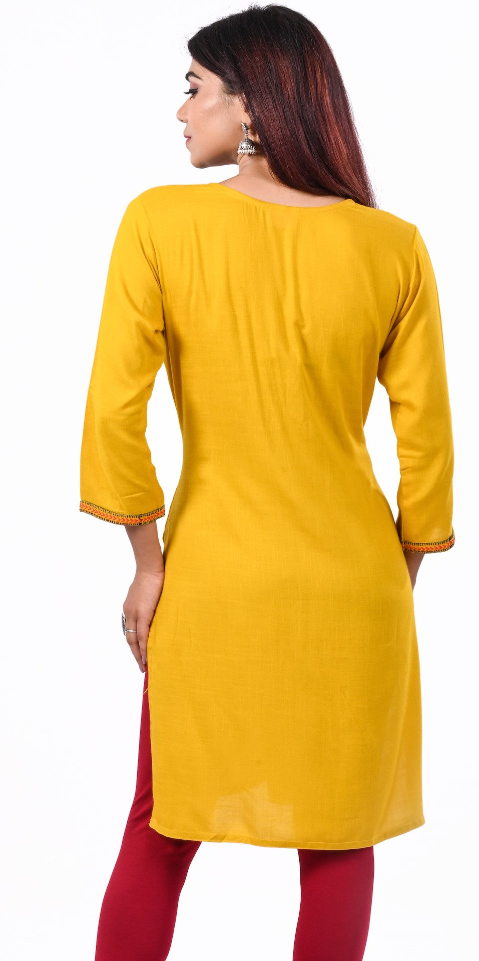 J'TTON Rayon Embroidered Straight Kurti (Pari)