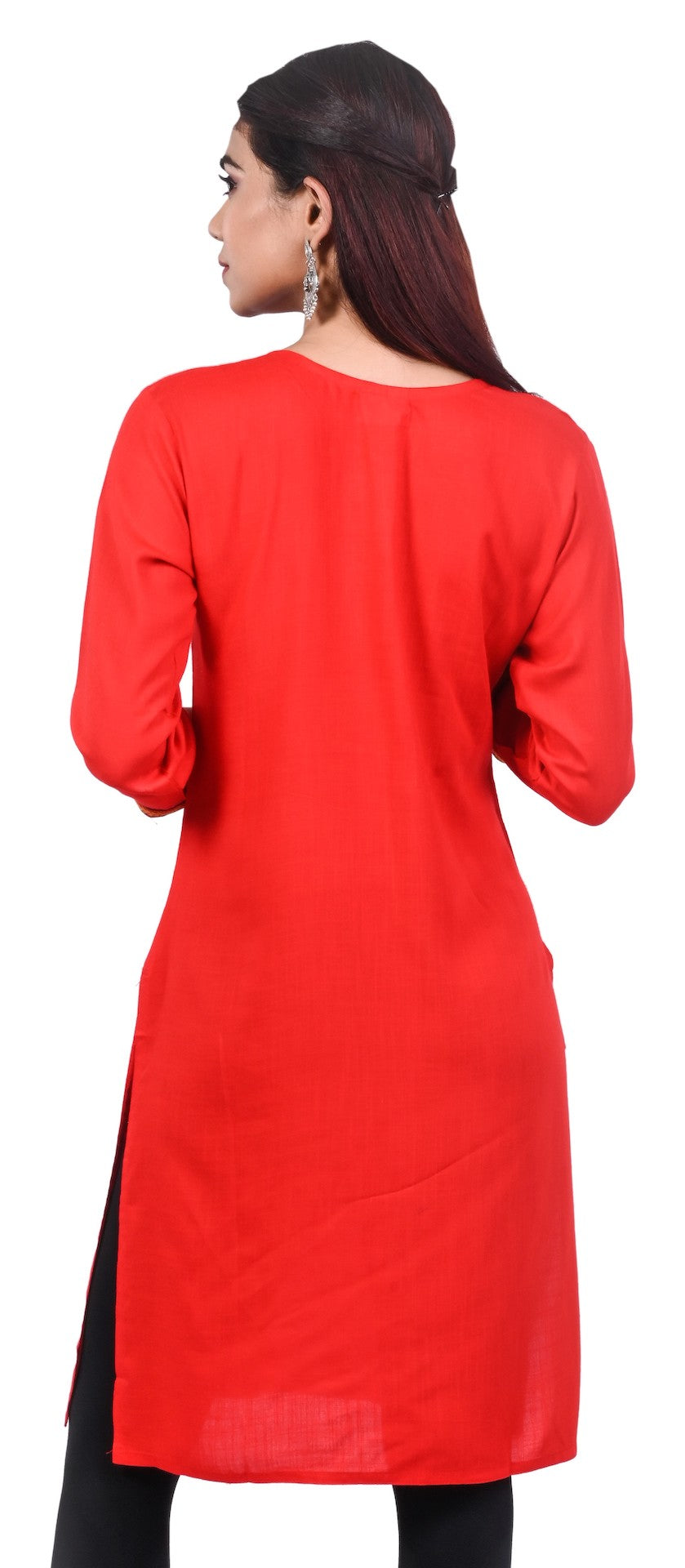 J'TTON Rayon Embroidered Straight Kurti (Pari)
