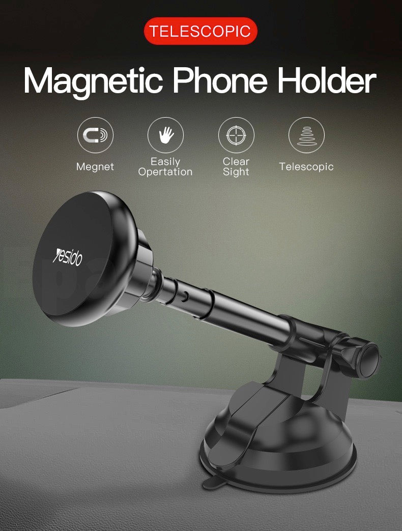 Epaal Yesido Magnetic Mobile Holder with Telescopic Arm and Strong Suction Cup for Dashboard, Windshield