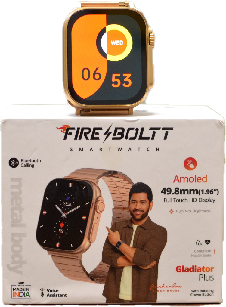 Fire-Boltt Gladiator + 1.96” AMOLED Display Luxury Smartwatch, Rotating Crown, 115+ Sports Modes & Bluetooth Calling, AI Voice Assistant, Gaming