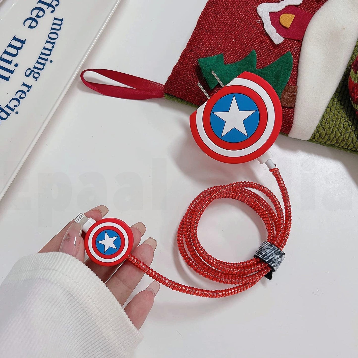 Epaal 4 pcs Cartoon 3D Design Protective Case for 18W 20W iPhone 15 14 13 12 11 Pro Max Fast Charging Cable Adapter Charger with Lightning Data Cable Case for iPhone Charger