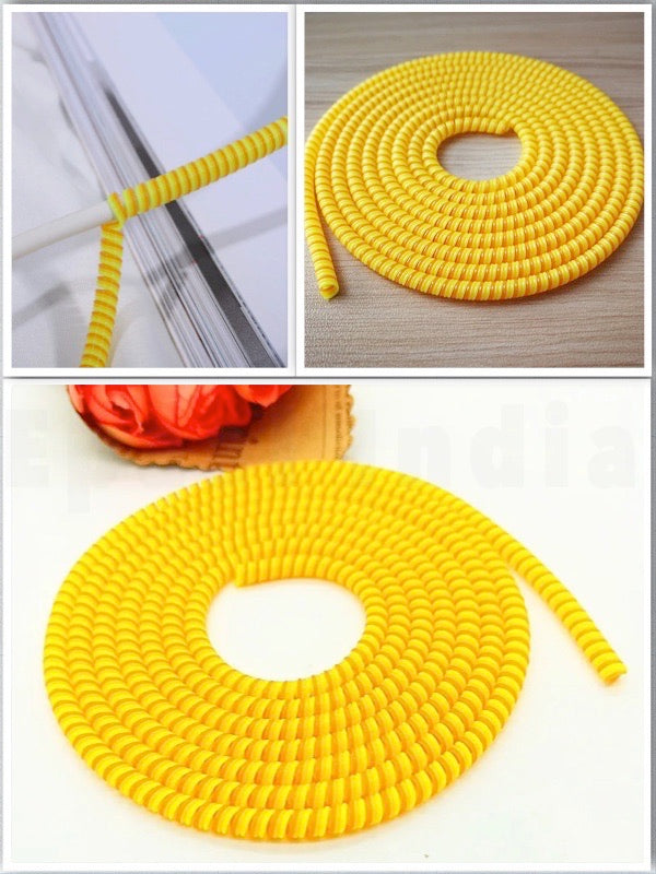 Spiral Triple Color (2 Pcs) 1.6 Meters Each-Full Size Cable Cord Charger Protector Saver Winder for iPhone & Android Charging Cables