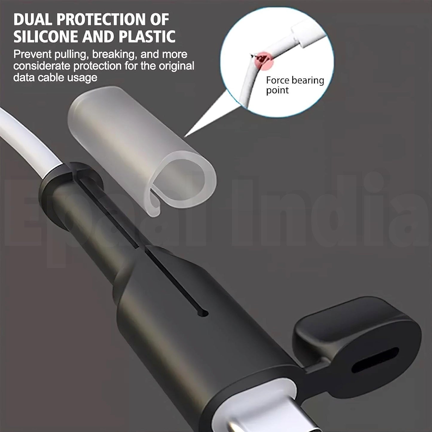 Epaal 2 pcs Cable End Protector Compatible with Type-C and Lightning Charger Cable (Type C to Type C and Type C to lightening both) Protective Dust Waterproof with Cap