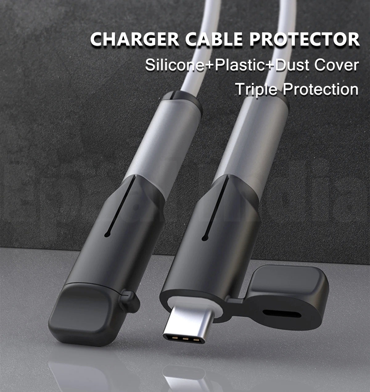 Epaal 2 pcs Cable End Protector Compatible with Type-C and Lightning Charger Cable (Type C to Type C and Type C to lightening both) Protective Dust Waterproof with Cap