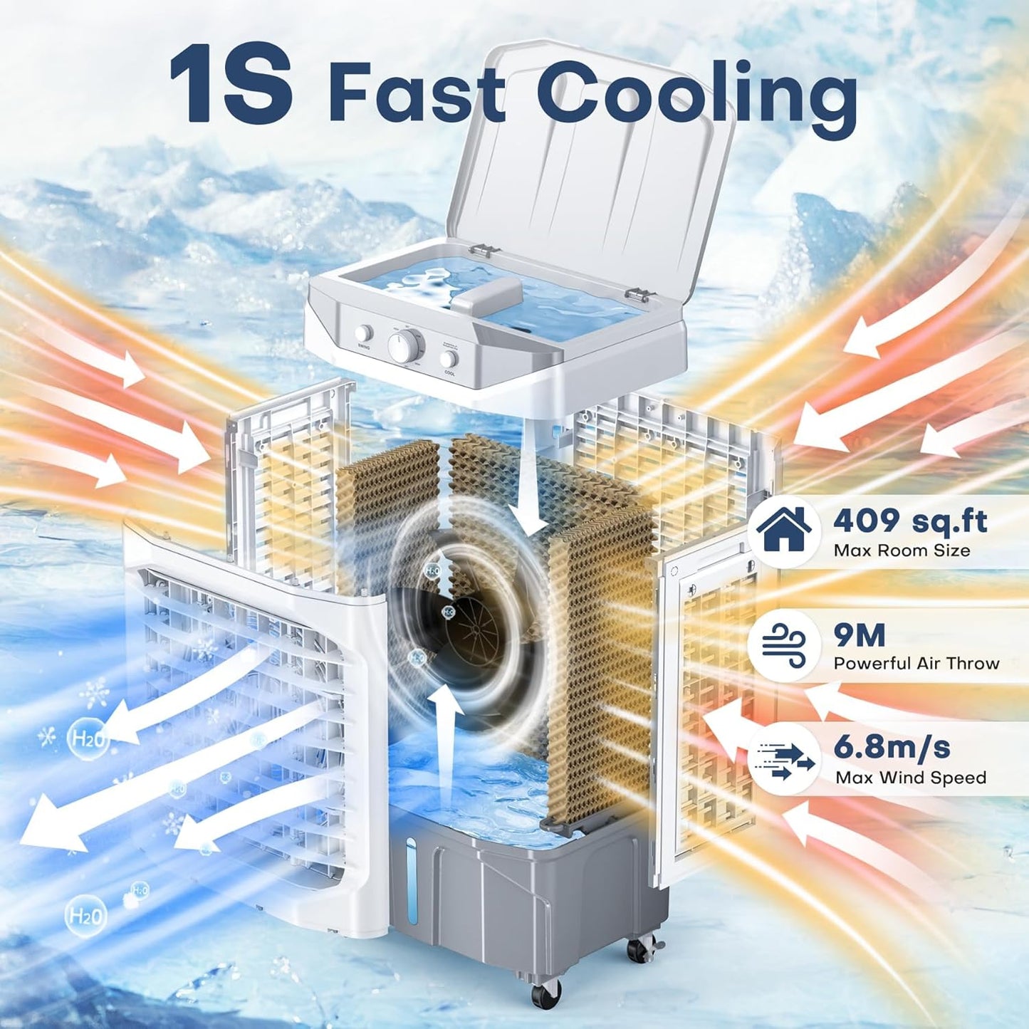 HIFRESH Air Cooler for Home, Silent Cooler with 20L Ice Chamber