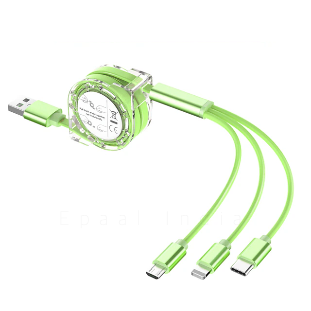 Epaal Multiple Charging Cable 3Ft/1m 3-in-1 USB Charge Cord Compatible with iPhone/Type C/Micro USB for All Android and iOS Smartphones (MultiColor)