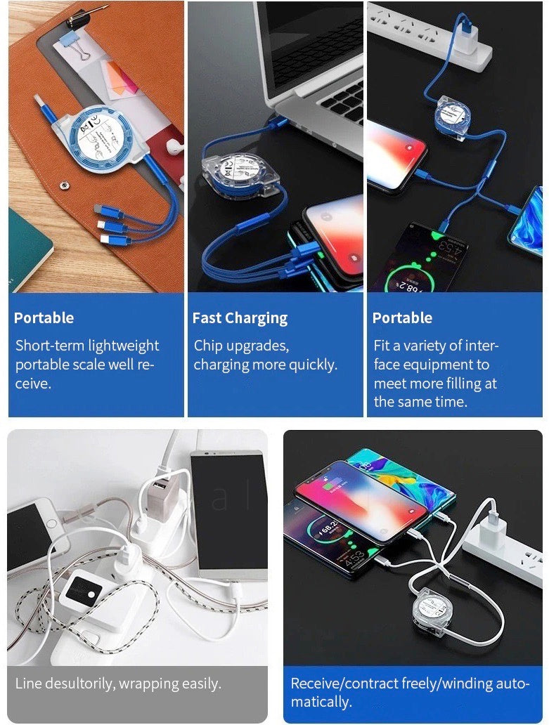 Epaal Multiple Charging Cable 3Ft/1m 3-in-1 USB Charge Cord Compatible with iPhone/Type C/Micro USB for All Android and iOS Smartphones (MultiColor)
