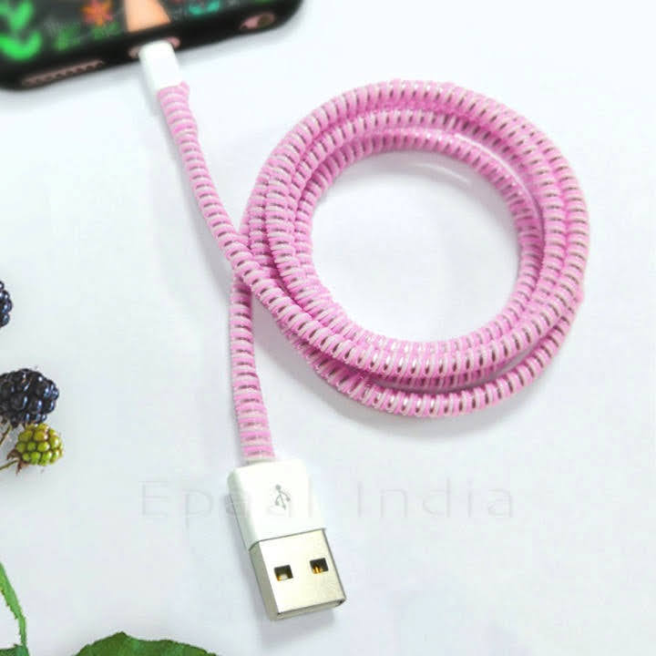 Epaal Combo Port Protector Sleeve (4pcs) with Spiral 1.6 Meter (1pc) Winder Full Cable Protector (Pink)