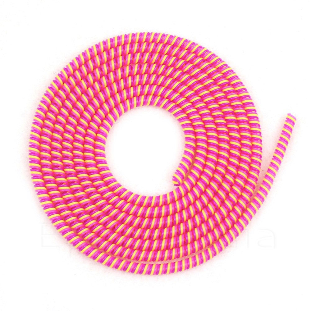 Spiral Triple Color (2 Pcs) 1.6 Meters Each-Full Size Cable Cord Charger Protector Saver Winder for iPhone & Android Charging Cables