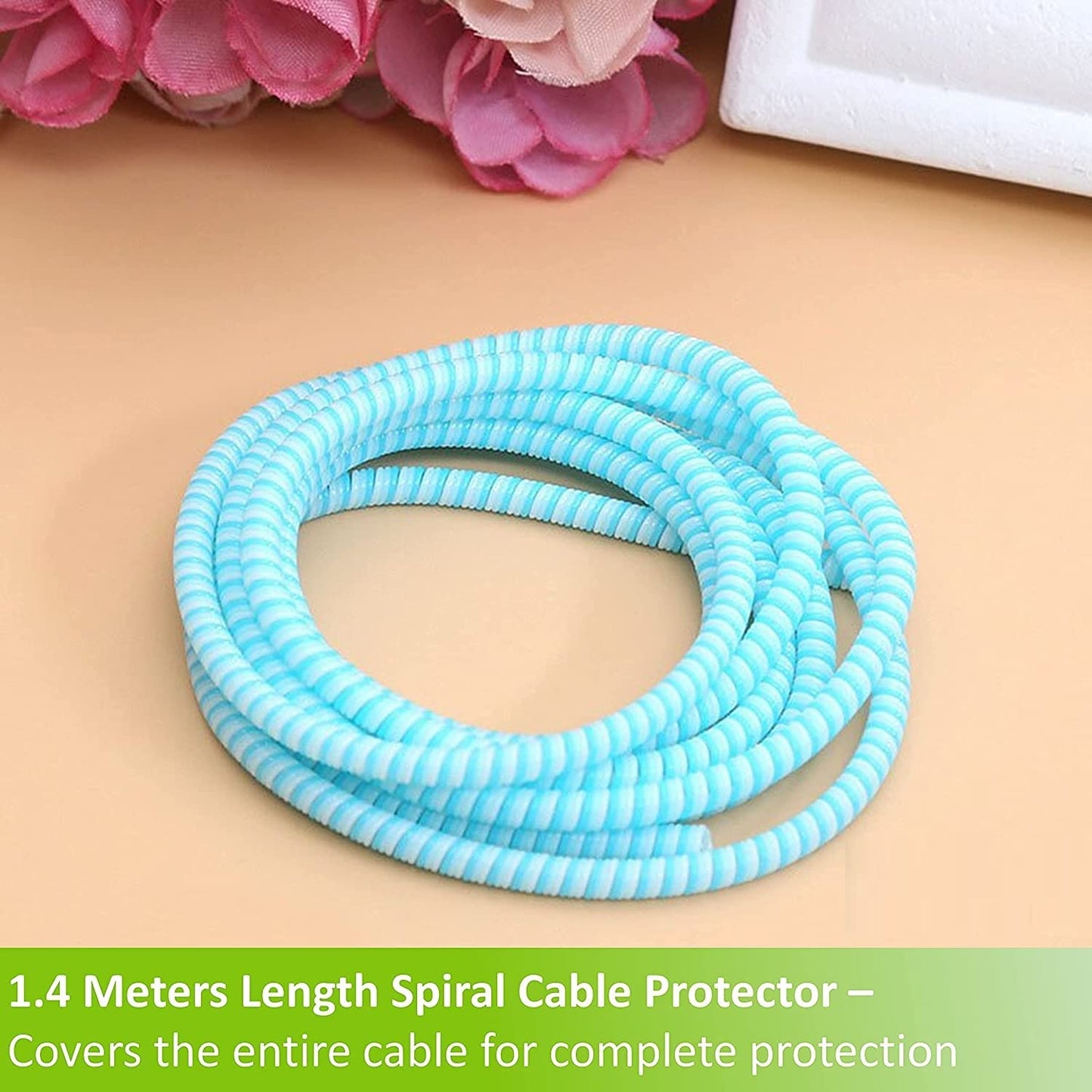 Spiral Triple Color (2 Pcs) 1.6 Meters Each-Full Size Cable Cord Charger Protector Saver Winder for iPhone & Android Charging Cables