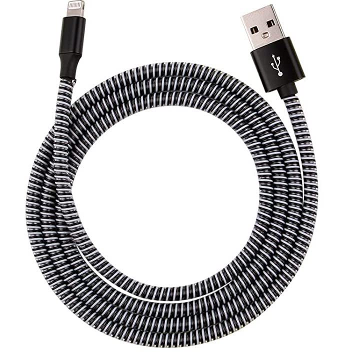 Spiral Triple Color (2 Pcs) 1.6 Meters Each-Full Size Cable Cord Charger Protector Saver Winder for iPhone & Android Charging Cables