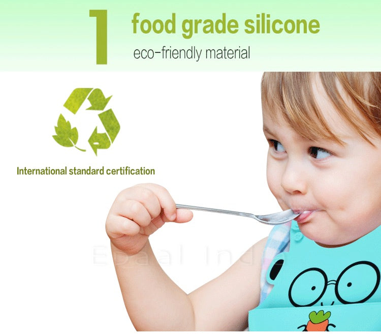 Waterproof Silicone Bib for Feeding Infants and Toddlers (6M to 5 Yr) Easily Wipes Clean! Comfortable Soft Baby Bibs Keep Stains Off!