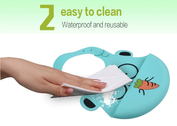 Waterproof Silicone Bib for Feeding Infants and Toddlers (6M to 5 Yr) Easily Wipes Clean! Comfortable Soft Baby Bibs Keep Stains Off!