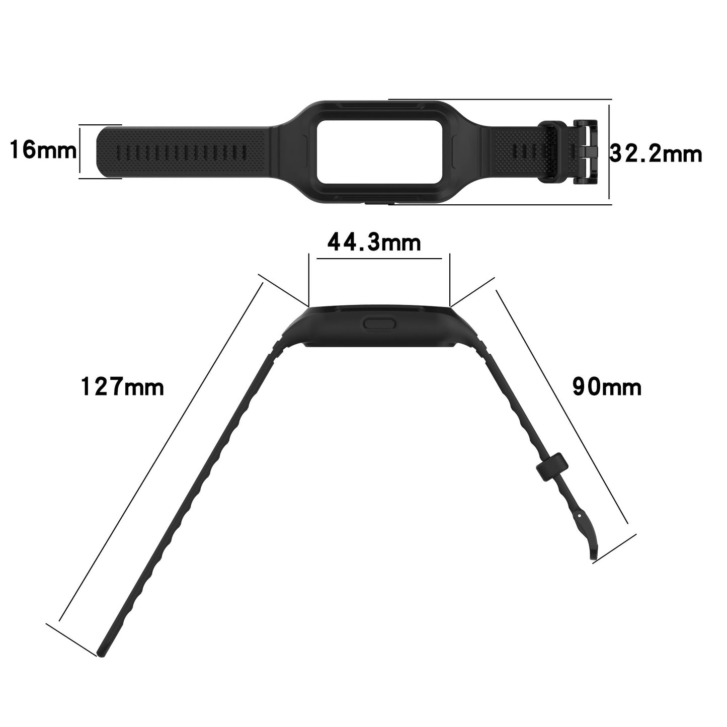 Epaal Full Case Rugged Strap for Honor Band 6 / Huawei Band 7 / 6 - Integrated TPU Watch Band Strap