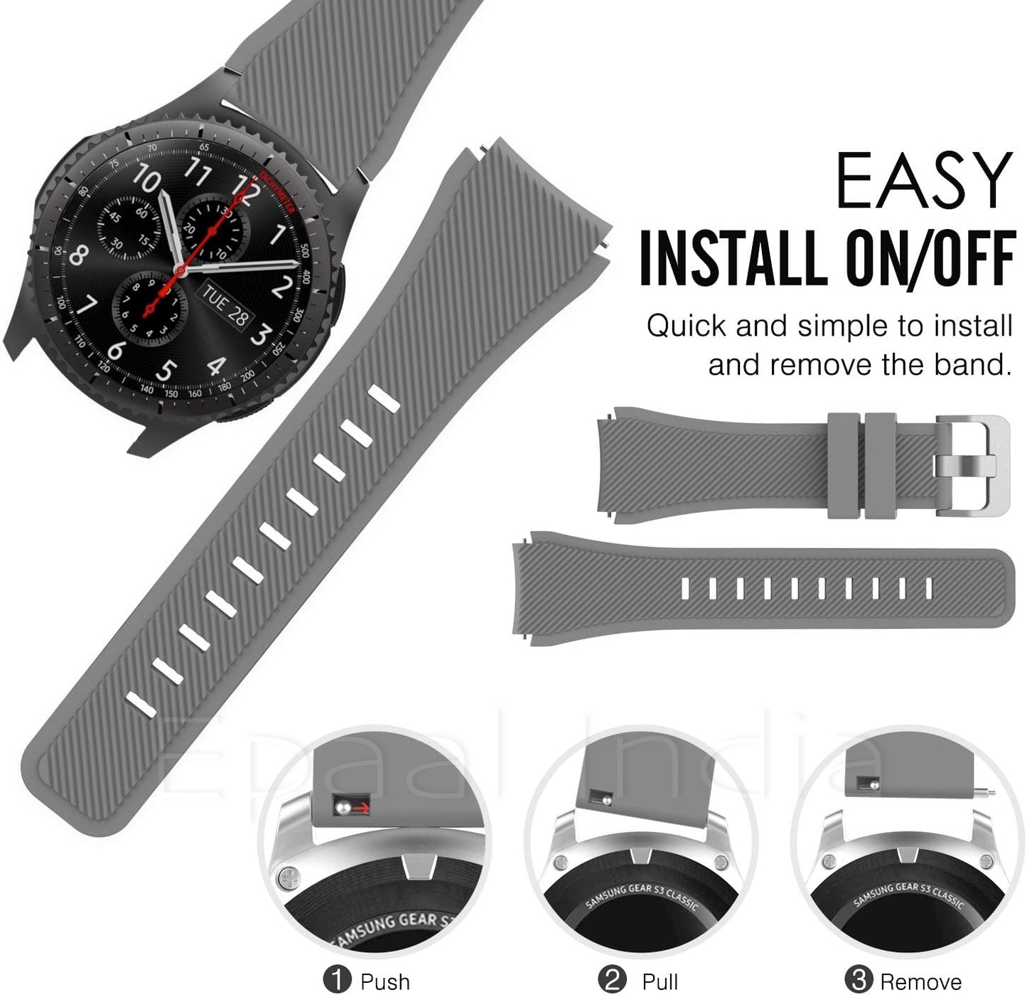 Epaal 20mm Universal Silicone Strap Cross Lines Texture for Amazfit Bip, Amazfit GTS, GTS 2, GTS 2 Mini, Bip 2, Bip S, Bip U / U Pro / Lite and More