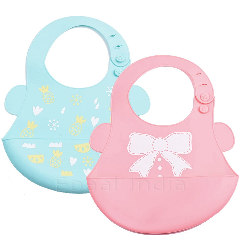 Waterproof Silicone Bib for Feeding Infants and Toddlers (6M to 5 Yr) Easily Wipes Clean! Comfortable Soft Baby Bibs Keep Stains Off!