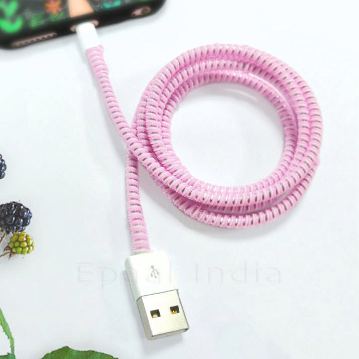 Spiral Triple Color (2 Pcs) 1.6 Meters Each-Full Size Cable Cord Charger Protector Saver Winder for iPhone & Android Charging Cables