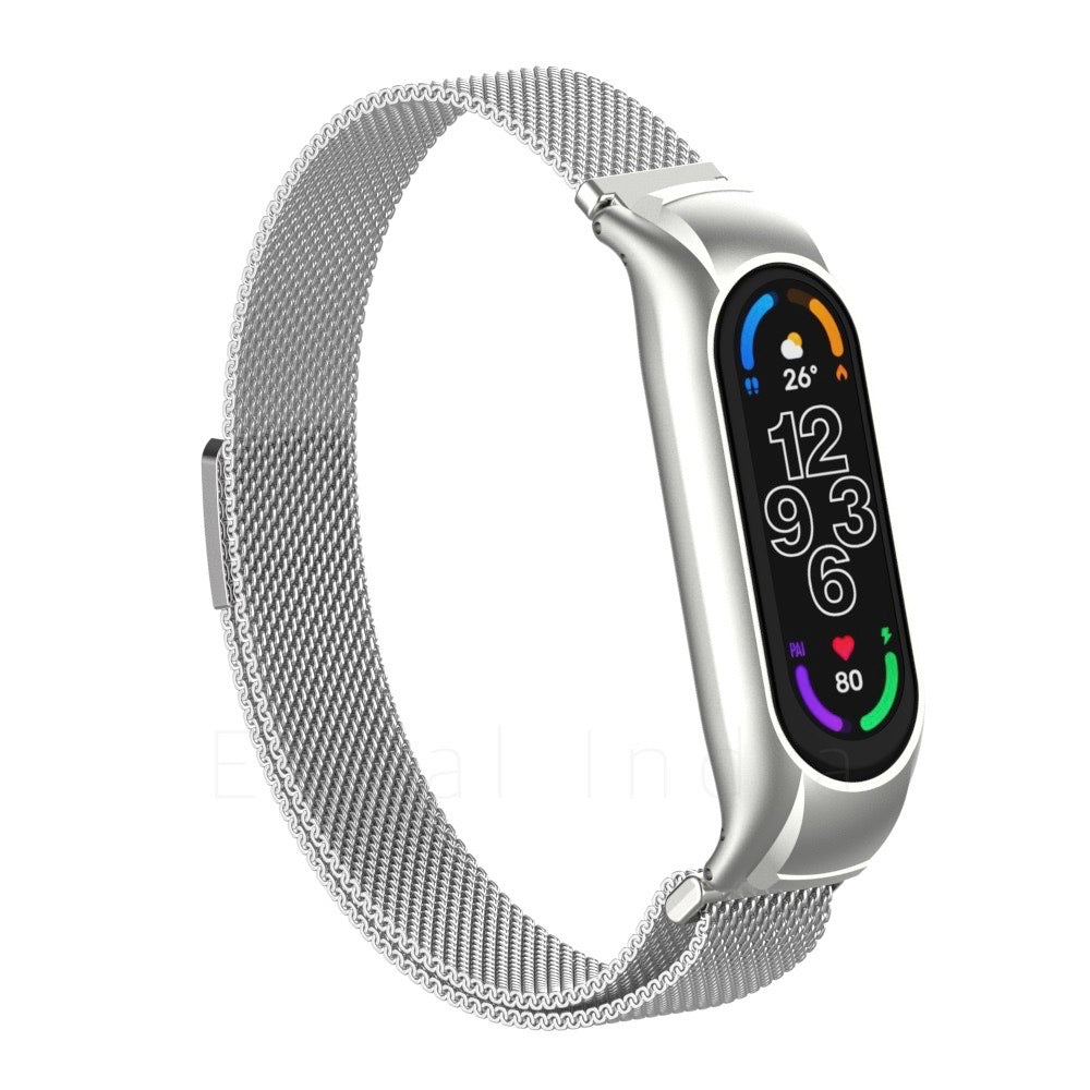 Epaal Snap-In Roller Stainless Steel Magnetic Mesh Strap for Mi Band 6 / Mi Band 5 / Mi Band 4 / Mi Band 3