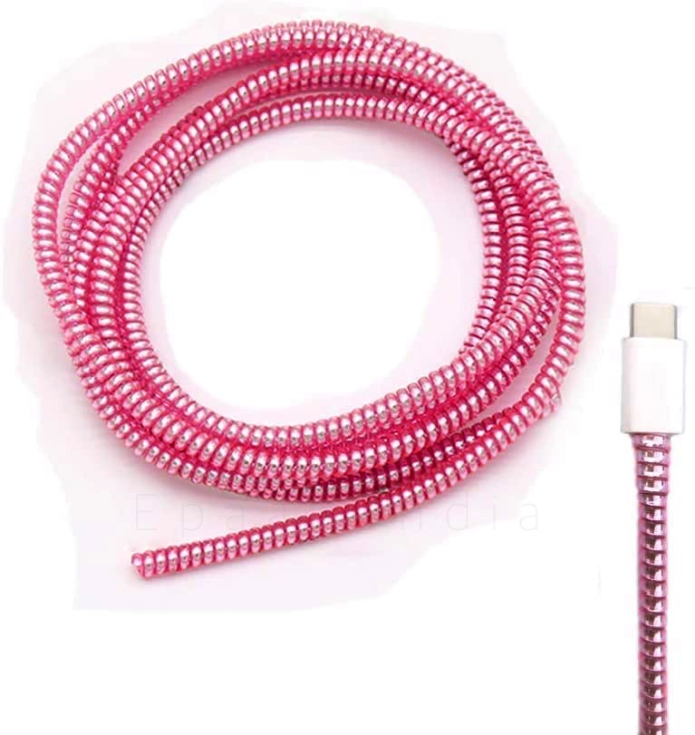 Spiral Metallic Color (2 Pcs) 1.2 Meters Each-Full Size Cable Cord Charger Protector Winder for iPhone & Android USB Charging Cables, Earphones, Lightning Cable