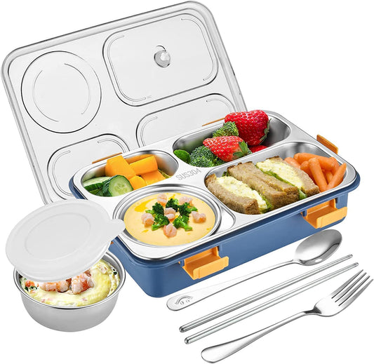 Brand Conquer Lunch Box 4 Compartment Leak-Proof BPA Free Stainless Steel