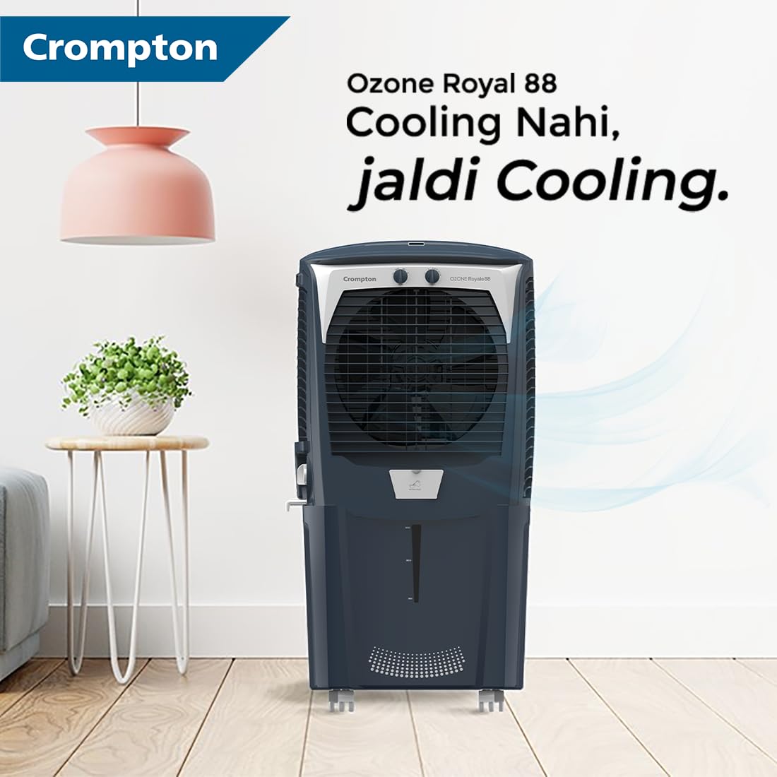 Crompton Ozone Royale Desert Air Cooler- 88L/75L/55L; with humidity control