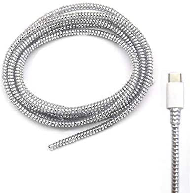 Spiral Metallic Color (2 Pcs) 1.2 Meters Each-Full Size Cable Cord Charger Protector Winder for iPhone & Android USB Charging Cables, Earphones, Lightning Cable