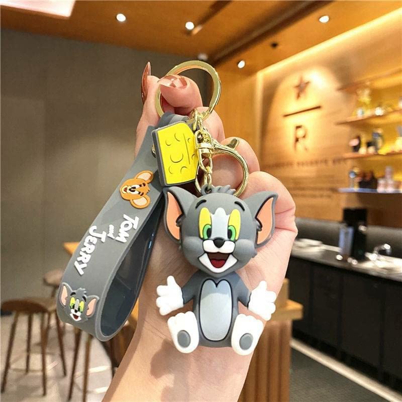 Epaal Anime Cartoon Tom & Jerry (SET of 2) 3D Silicone Keychain, Anime Keychain, Anime Toys, Tom and Jerry Figures (2 pcs)