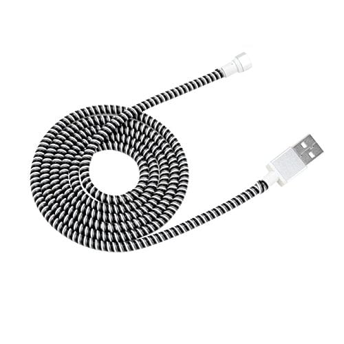 Epaal Combo Port Protector Sleeve (4pcs) with Spiral 1.6 Meter (1pc) Winder Full Cable Protector (Black)