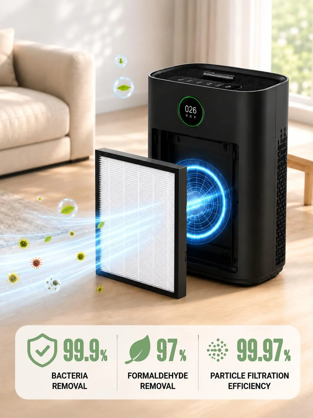 HIFRESH IN19 - H13 True HEPA Air Purifier for Home