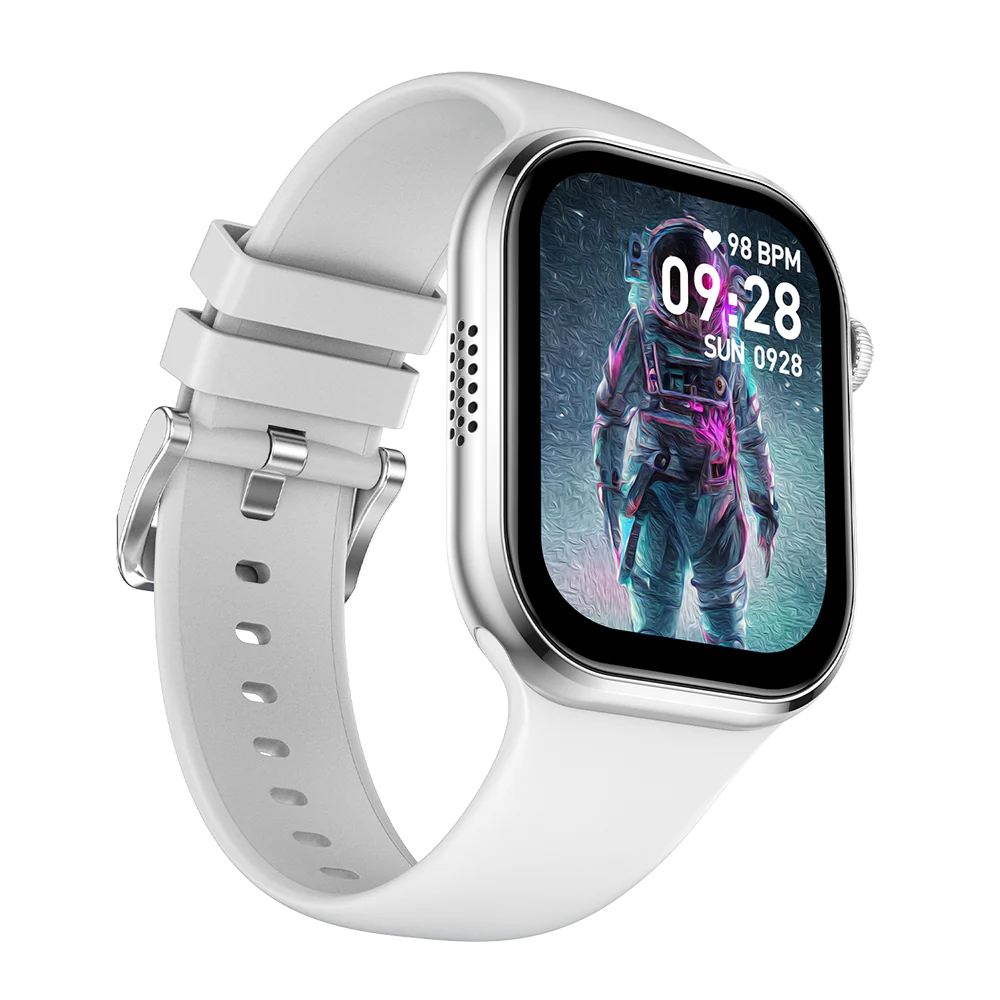 Fire-Boltt Brillia 51.3mm (2.04 inch) Largest AMOLED Display,Bluetooth Calling AI Assistant Smartwatch  (Silver Strap, Free Size)