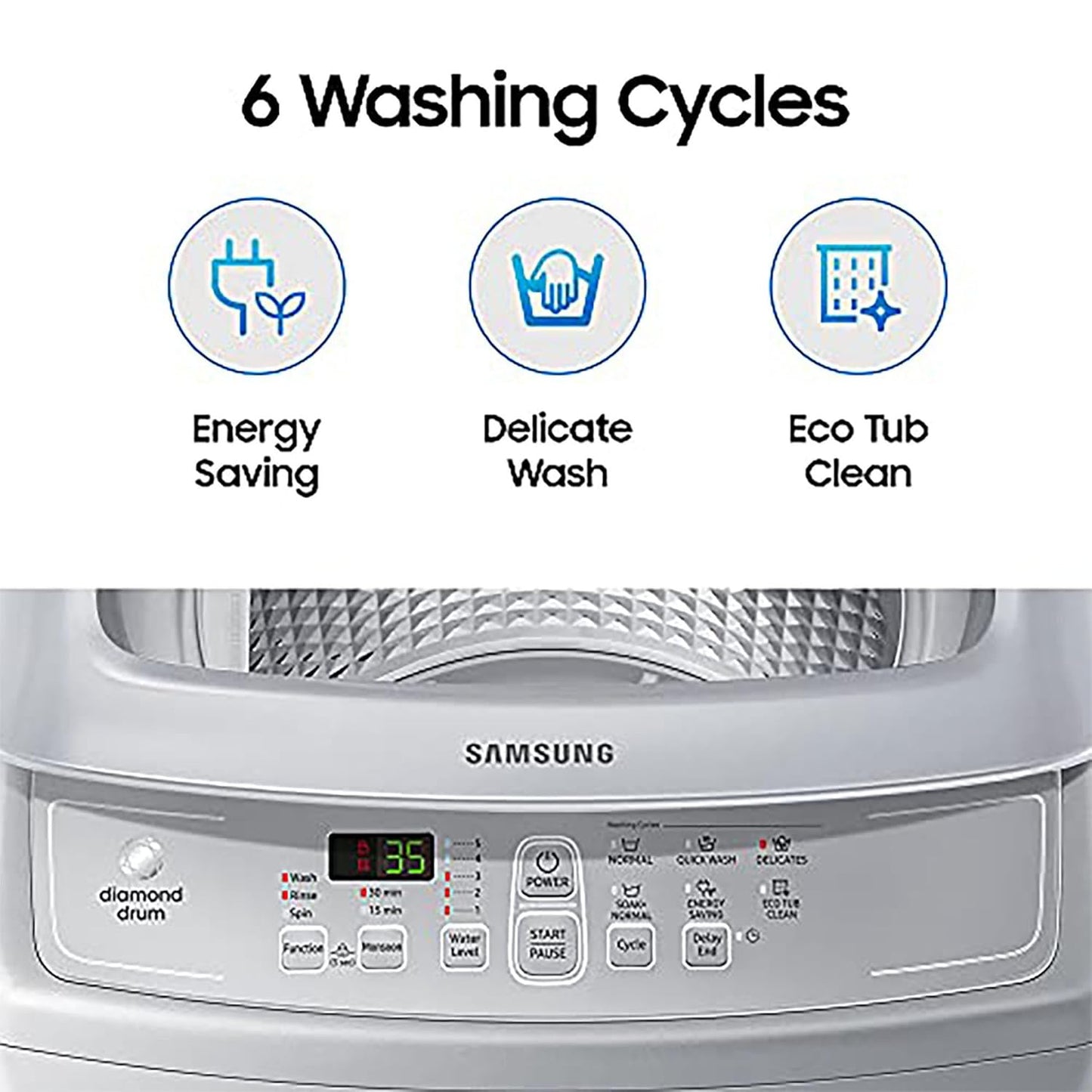 Samsung 7 kg, Fully-Automatic Top Load Washing Machine with Diamond Drum (WA70A4002GS/TL)