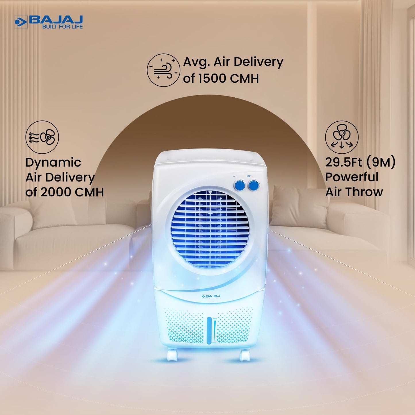 Bajaj PX97 Torque New 36L Personal Air Cooler For Home | High Speed Fan
